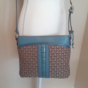 Brighton Monogram Canvas and Leather Crossbody Purse